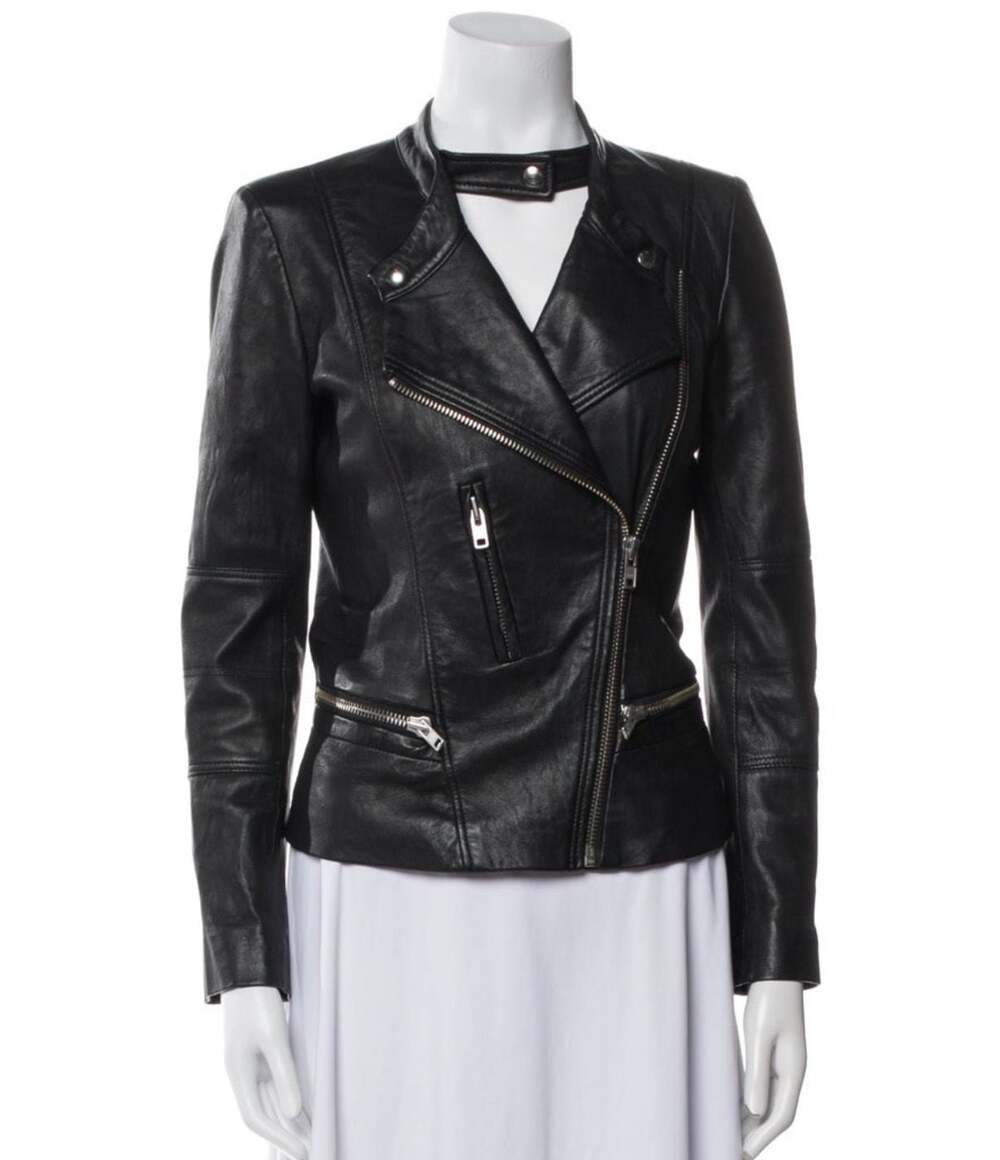 IRO Black Leather Moto Jacket